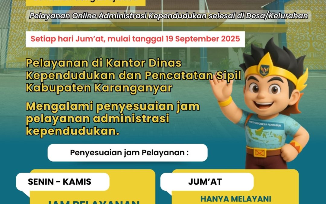 Pengumuman Pelayanan Online Administrasi Kependudukan selesai di Desa/Kelurahan